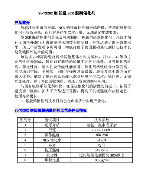 YL-TX202型 低温SCR脱硝催化剂